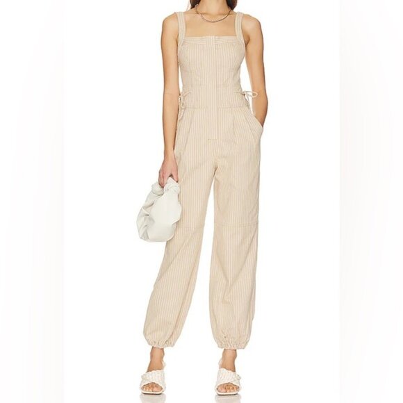 Tularosa Revolve Nora Jumpsuit in Almond Stripe Sz S - Picture 1 of 15